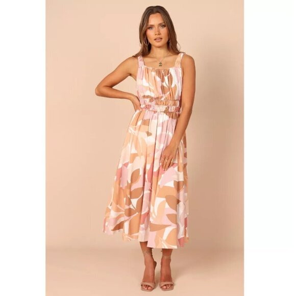 Petal & Pup Girl and the Sun Everleigh Leaf Print Midi Dress M - Picture 6 of 10